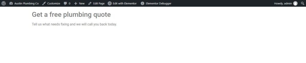 Published Elementor page without a header or footer after choosing Elementor Canvas